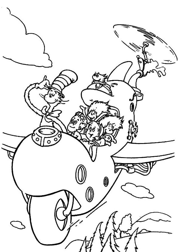 Plansa de colorat cu Cat in the hat 43 42